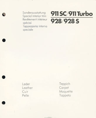 Porsche Ordner Farben und Innenausstattung 1982