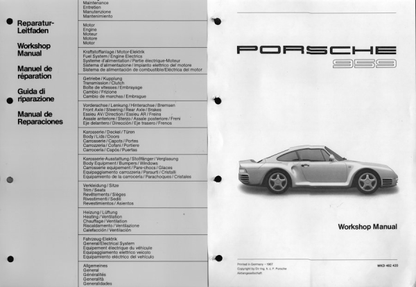 Porsche 959 Reparaturanleitung 1986