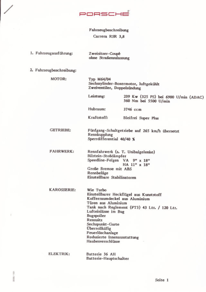 Porsche Carrera RS 3,8 und RSR 3,8 Angebot 6.1993