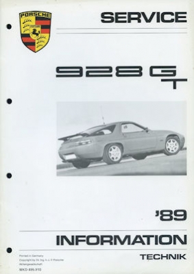 Porsche 928 GT Kundendienst Information 1989