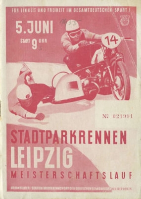 Programm Leipziger Stadtparkrennen 5.6.1955