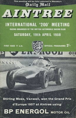 Programm Aintree / Liverpool International 200 Meeting 19.4.1958