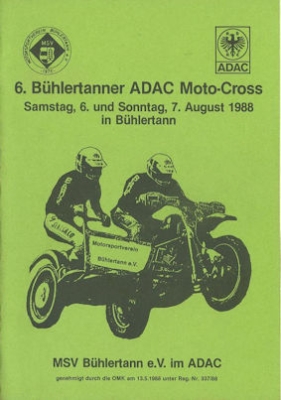 Programm Bühlertanner Moto-Cross 7.8.1988