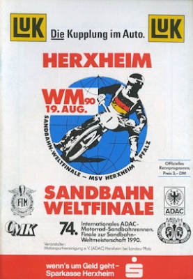 Programm Herxheim Sandbahnrennen 19.8.1990
