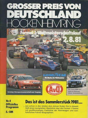 Program Hockenheimring F 1 2.8.1981