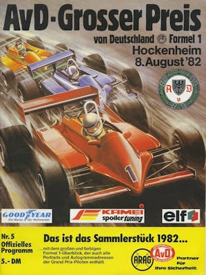 Program Hockenheimring F 1 8.8.1982