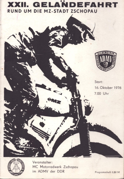 Programm 22. Int. Geländefahrt Rund um Zschopau 16.10.1976
