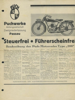 Puch 200 Prospekt ca. 1928