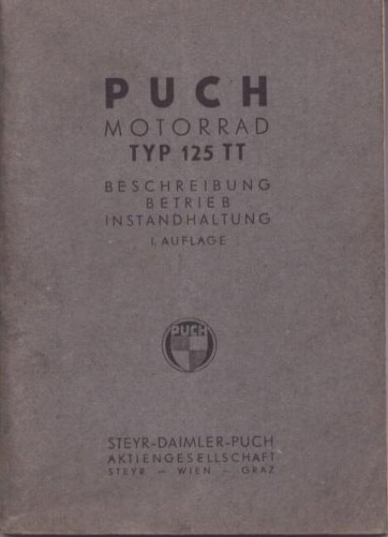 Puch Typ 125 TT Bedienungsanleitung ca. 1950