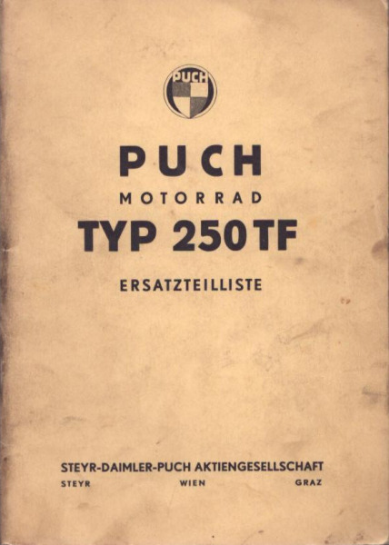 Puch Typ 250 TF Ersatzteilliste ca. 1952