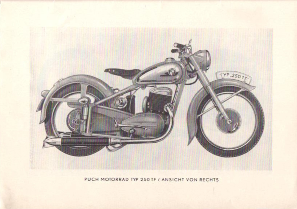 Puch Typ 250 TF Ersatzteilliste ca. 1952