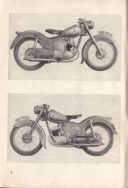 Puch Typ 125 SL 150 TL 125 TL Ersatzteilliste ca. 1953