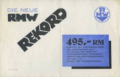 RMW Rekord 200 cm brochure ca. 1933