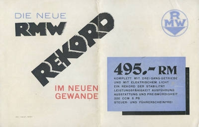 RMW Rekord 200 cm brochure ca. 1933