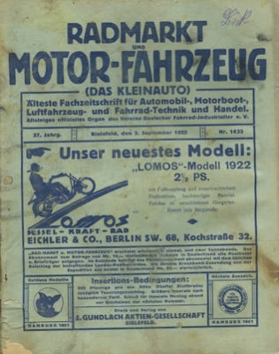 Rad-Markt und Motorfahrzeug 2.9.1922 Nr. 1632