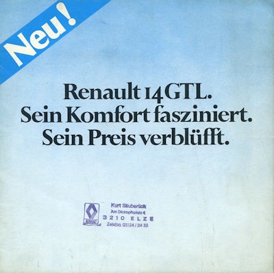 Renault 14 GTL brochure ca. 1979