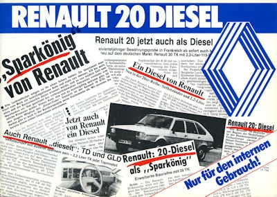 Renault 20 Diesel brochure ca. 1980