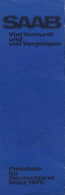 Saab Preisliste 3.1976