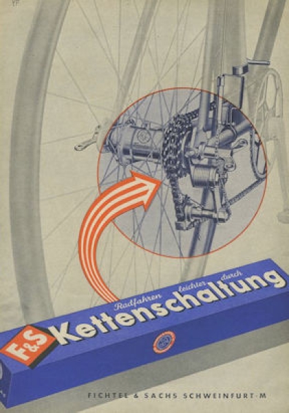 Sachs Kettenschaltung Prospekt 1950er Jahre
