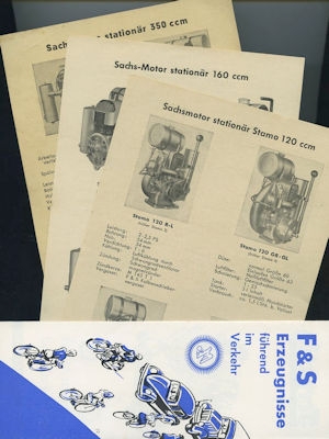 Sachs 120 160 und 350 ccm stationär Motor Prospekte 1949