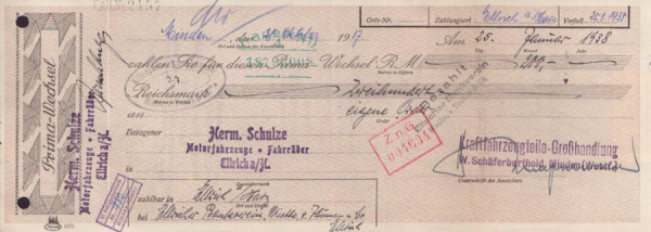 W. Schäferbarthold Minden Wechsel 1937