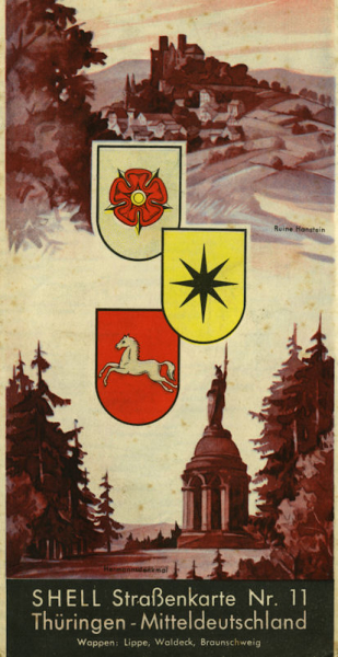 Shell Straßenkarte 11 Thüringen 1930er Jahre