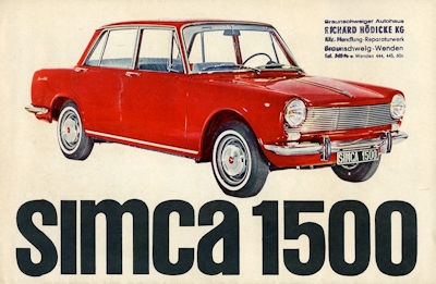 Simca 1300 1500 brochure ca. 1963