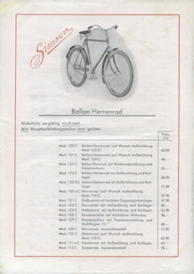 Simson Preisliste 2.1934