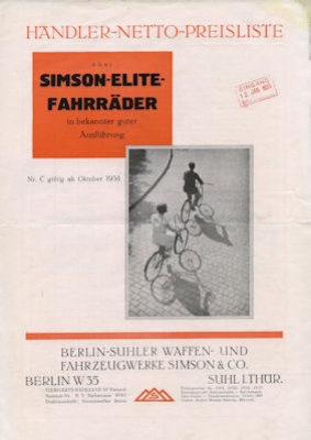 Simson Händler Preisliste 10.1934