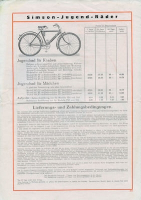 Simson Händler Preisliste 10.1934