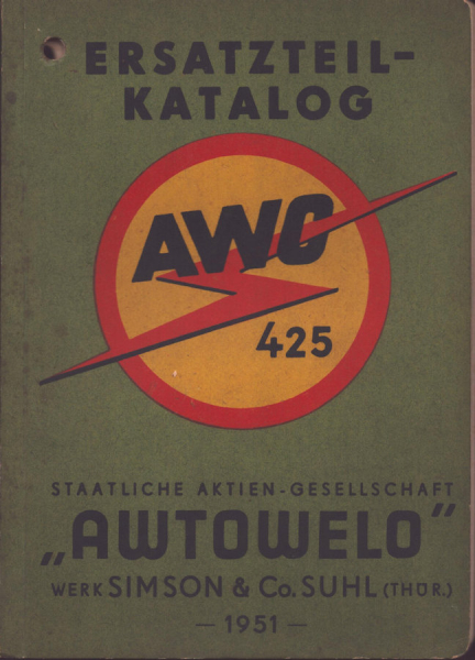 Simson AWO 425 Ersatzteilliste 1951