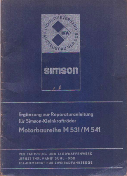 Simson Reparaturanleitung für Kleinkrafträder 5.1979