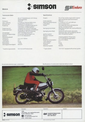 Simson S 51 Enduro Prospekt 1984