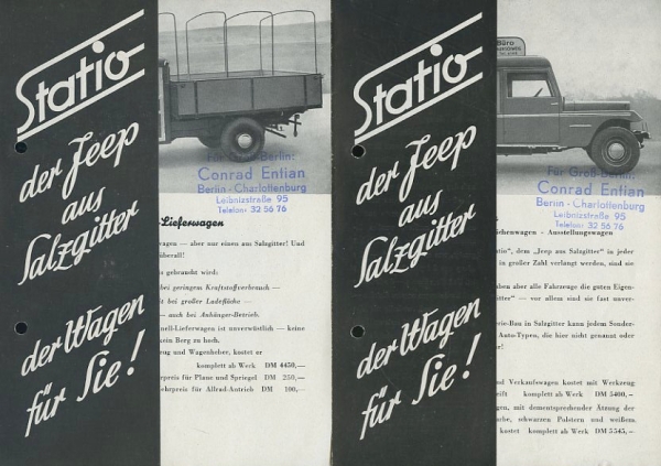 Statio Jeep / Salzgitter 4 Prospekte ca. 1950