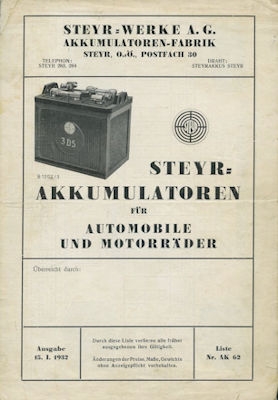 Steyr Akkumulationen Prospekt 1932
