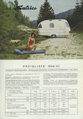 Suleica F 430 Wohnwagen Prospekt ca. 1966