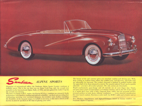 Sunbeam Alpine Sports Prospekt ca. 1955