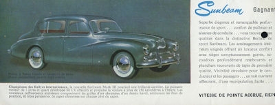 Sunbeam Mark III Prospekt ca. 1956