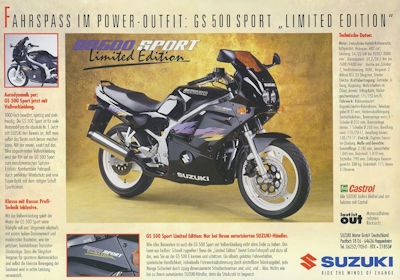 Suzuki GS 500 Sport Limited Edition Prospekt 1995