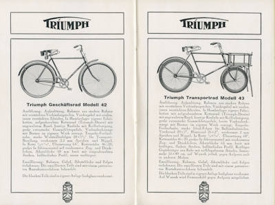 Triumph Fahrrad Programm ca. 1932