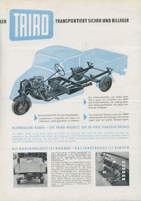 Triro Typ 500 Dreirad Lastkraftroller Prospekt ca. 1950