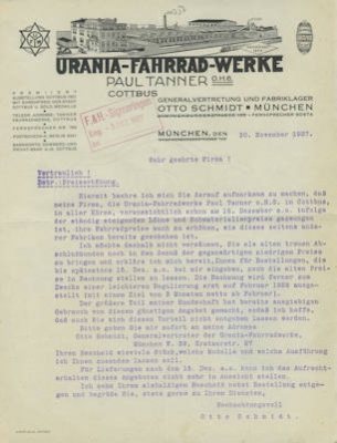 Urania Brief 11.1927