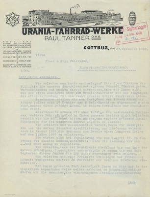 Urania Brief 11.1928