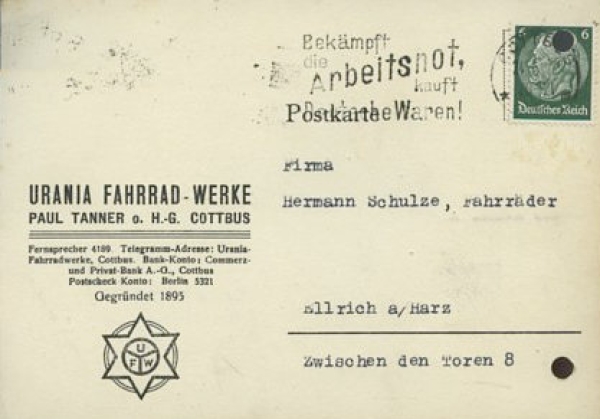 Urania Schreiben 1928