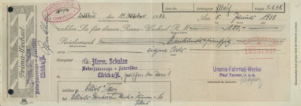 Urania Prima-Wechsel 1938