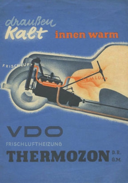 VDO Frischluftheizung Thermozon Prospekt 1930er Jahre