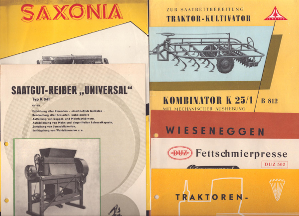 12 Landmaschinen Prospekte der DDR 1950er Jahre