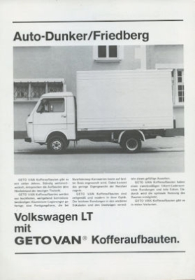 VW LT mit Kofferaufbauten Prospekt 1980er Jahre