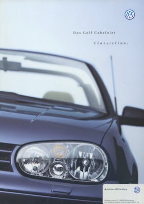 VW Golf 4 Classicline Cabriolet brochure 4.2000