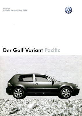 VW Golf 4 Variant Pacific Preisliste 12.2003